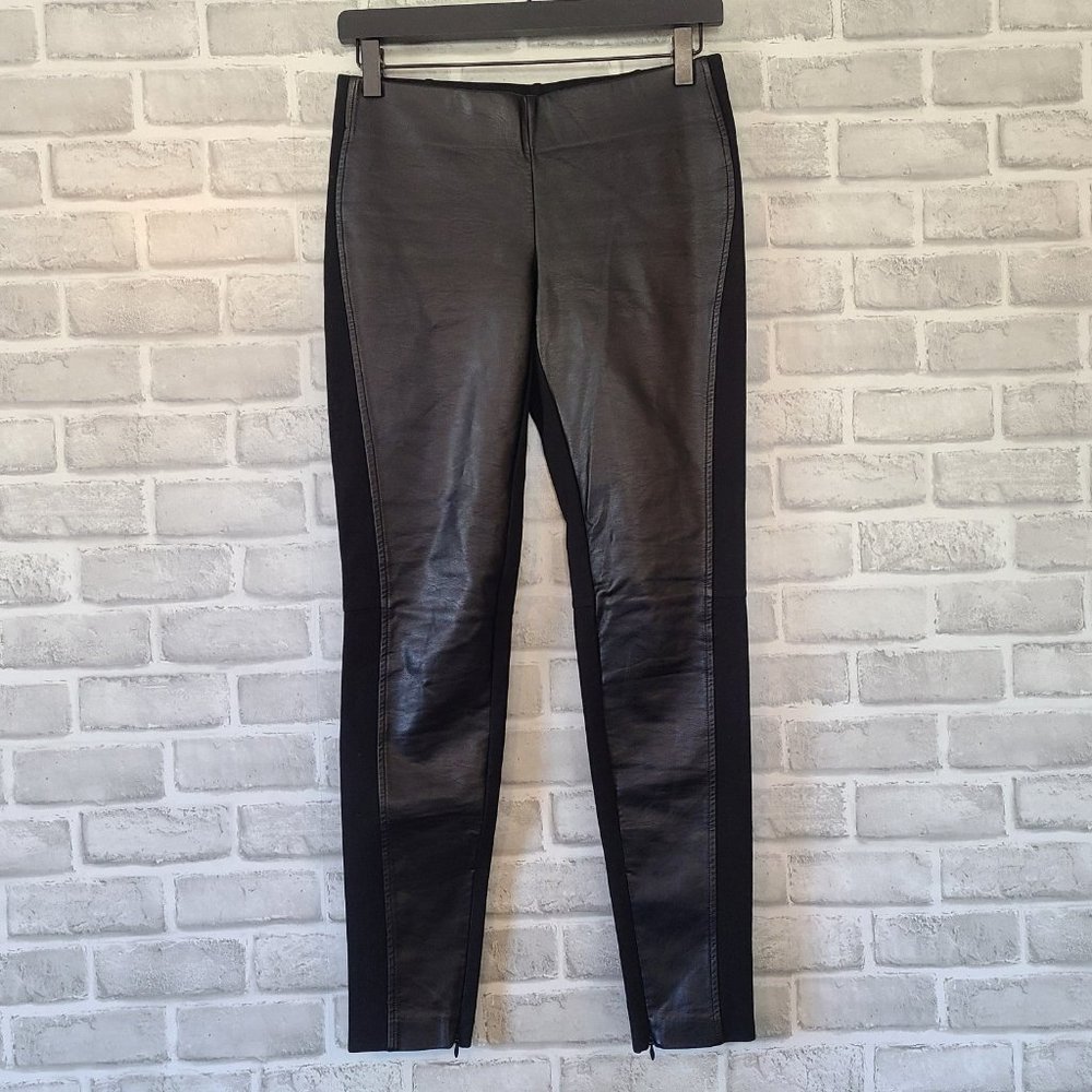 Lauren Ralph Lauren Faux Leather Leggings Pants Zipper Ankle Detail Fabric Sz 0